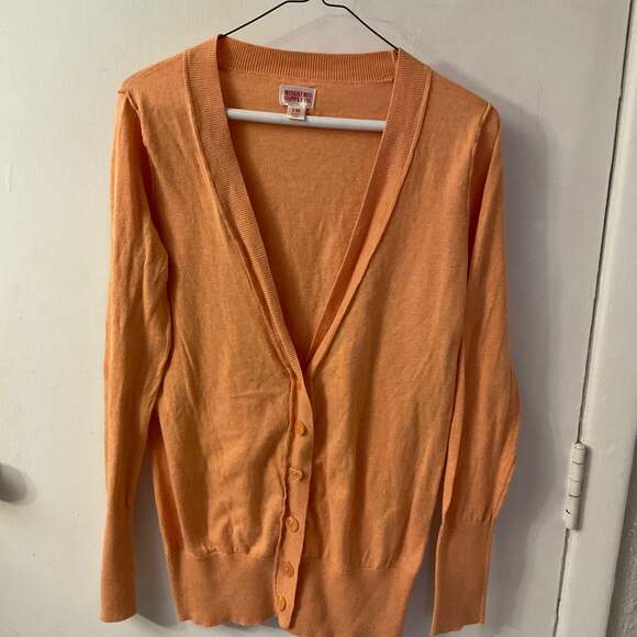 Mossimo Orange V-Neck Button Up Cardigan M Academia Classic Preppy Normcore - Picture 1 of 7